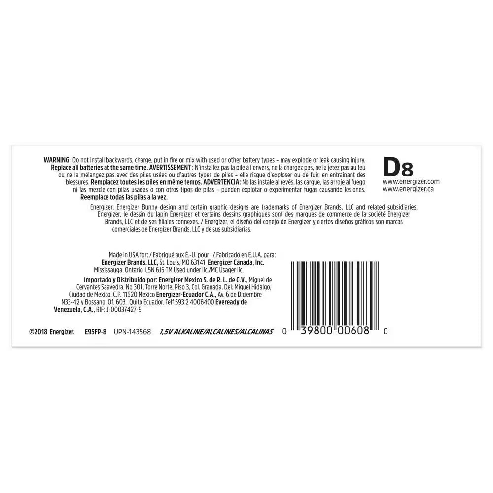 MAX D Batteries (8-Pack), D Cell Alkaline Batteries