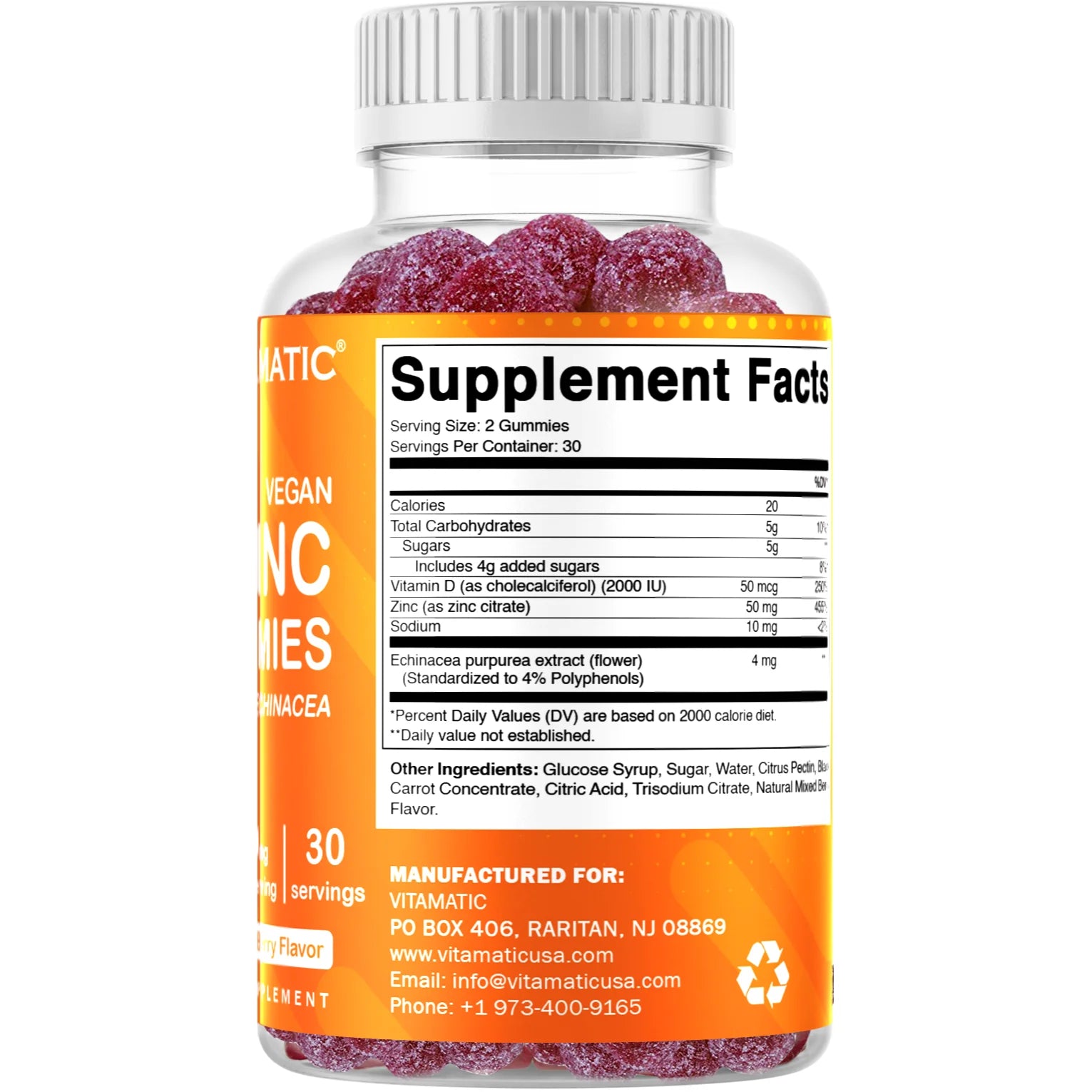 Zinc 50mg Vegan Gummies - 60 Count