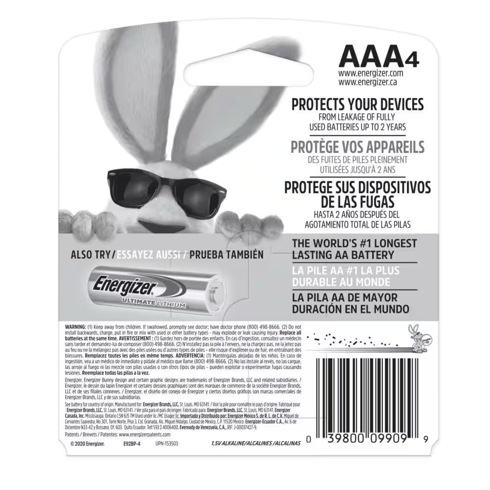 MAX AAA Batteries (4-Pack), Triple a Alkaline Batteries