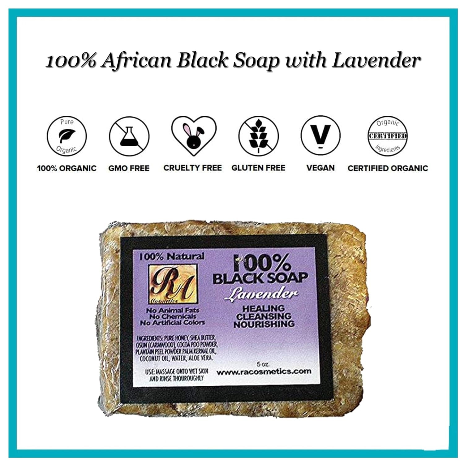 Natural Black Soap with Lavender - 5 oz