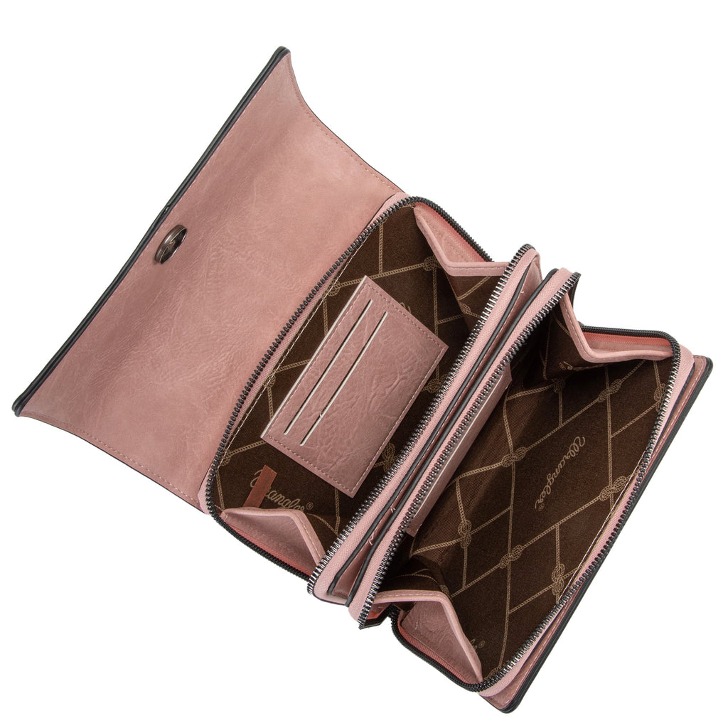 Wrangler Flap Crossbody Purse for Women Small Shoulder Bag with Chain Strap, Pink