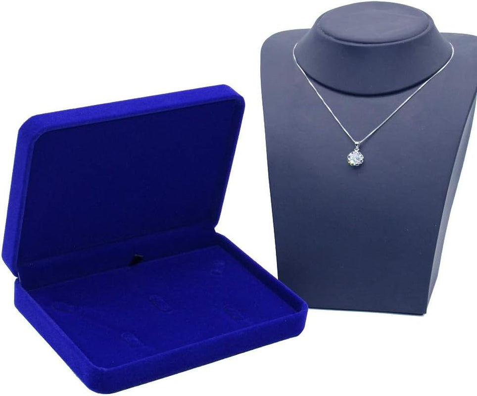 Wedding Jewelry Sets Velvet Box Necklace Earring Ring Display Case Storage Holder (Blue)