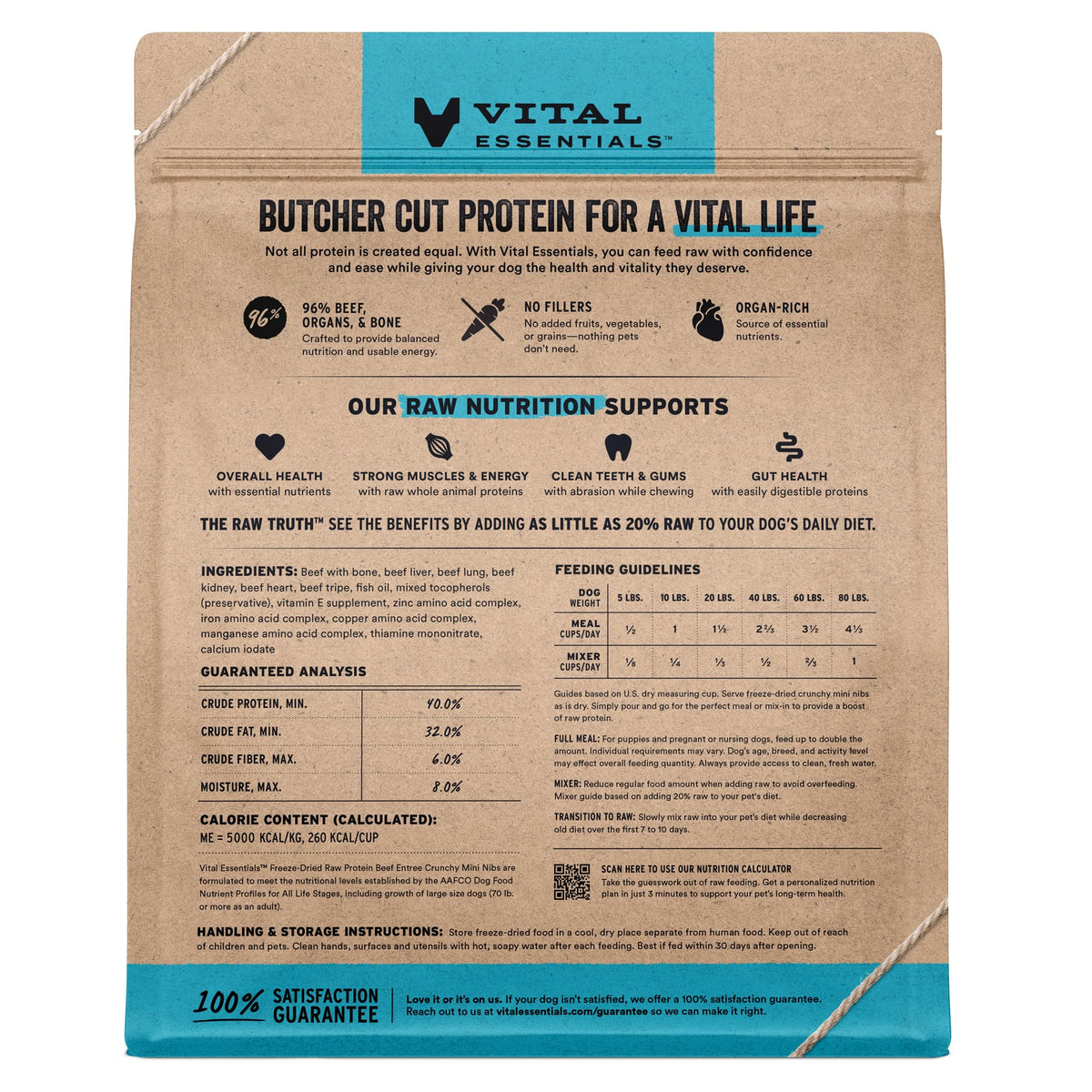 Vital Essentials Freeze Dried Dog Food, Turkey Crunchy Mini Nibs, 14 oz Bag