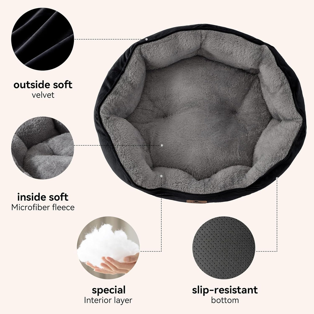 Asvin Small Dog Bed for Small Dogs, Cat Beds for Indoor Cats, Pet Bed for Puppy and Kitty, Extra Soft & Machine Washable with Anti-Slip & Water-Resistant Oxford Bottom, Grey, 20 inches