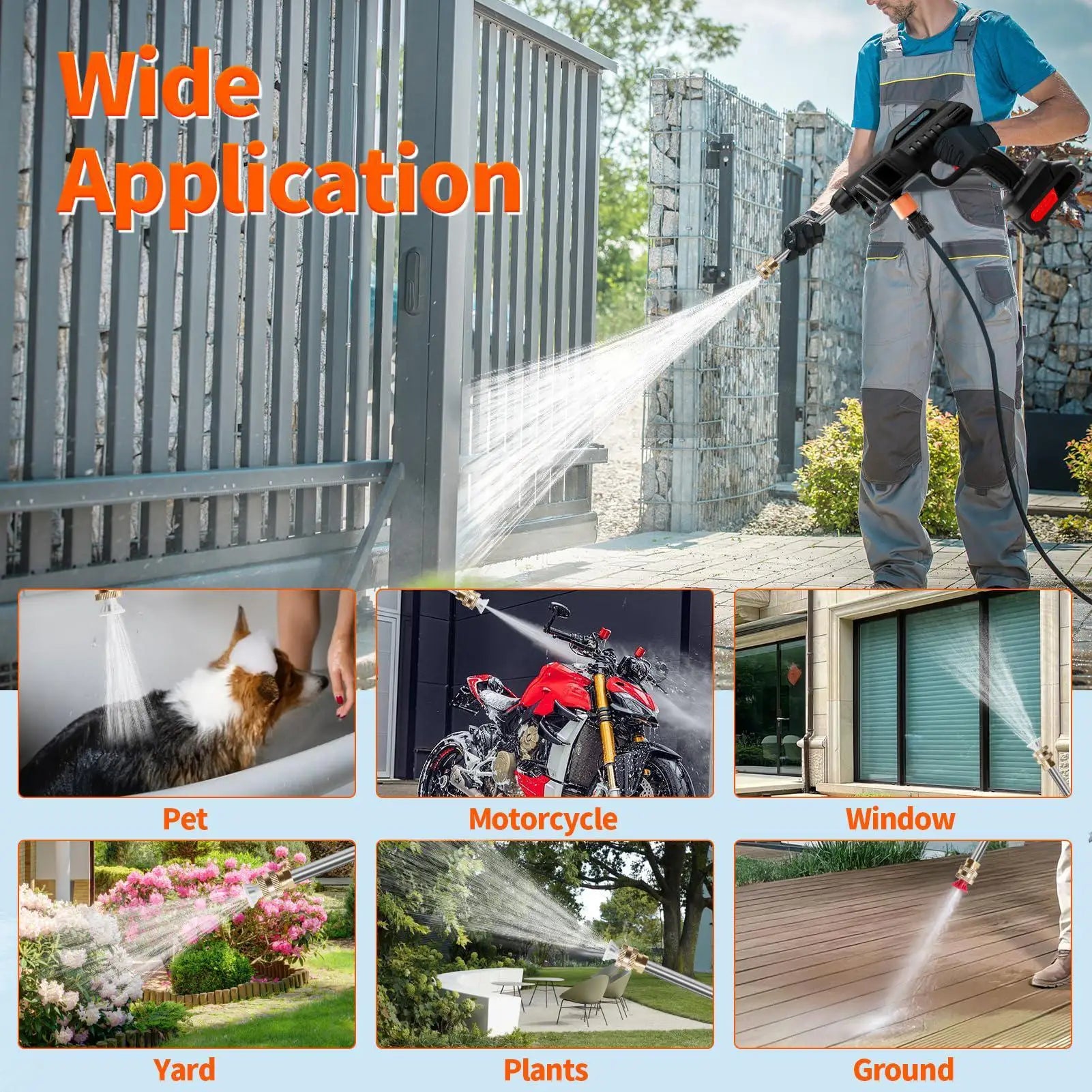 Portable Power Washer Electric Portable Cordless Washer Sprayer Rechargeable Sprayer Cleaner Machine Handheld Car Wash