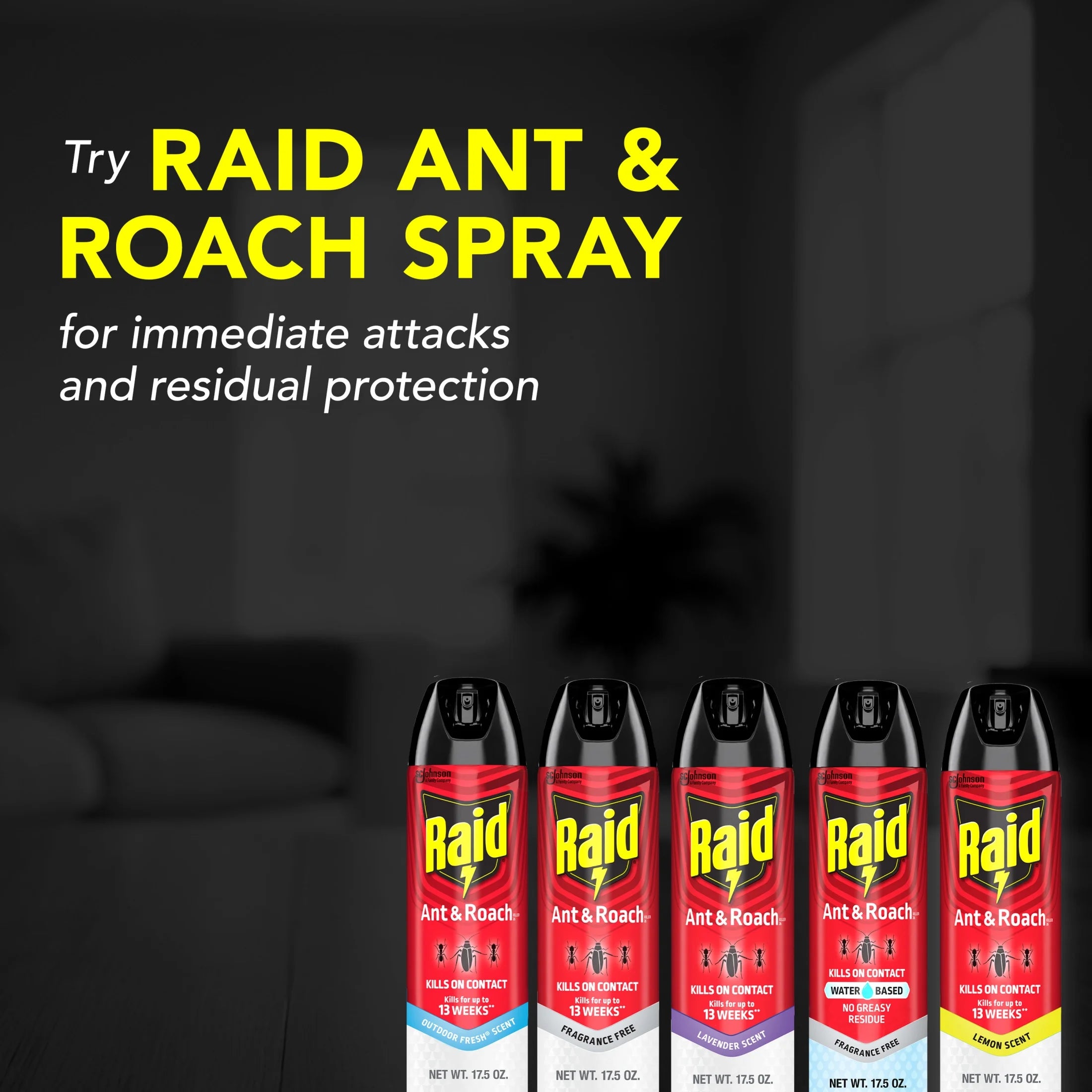 (3 Pack)  Ant and Roach Insect Killer Aerosol Insecticide, Lemon Scent, 17.5Oz