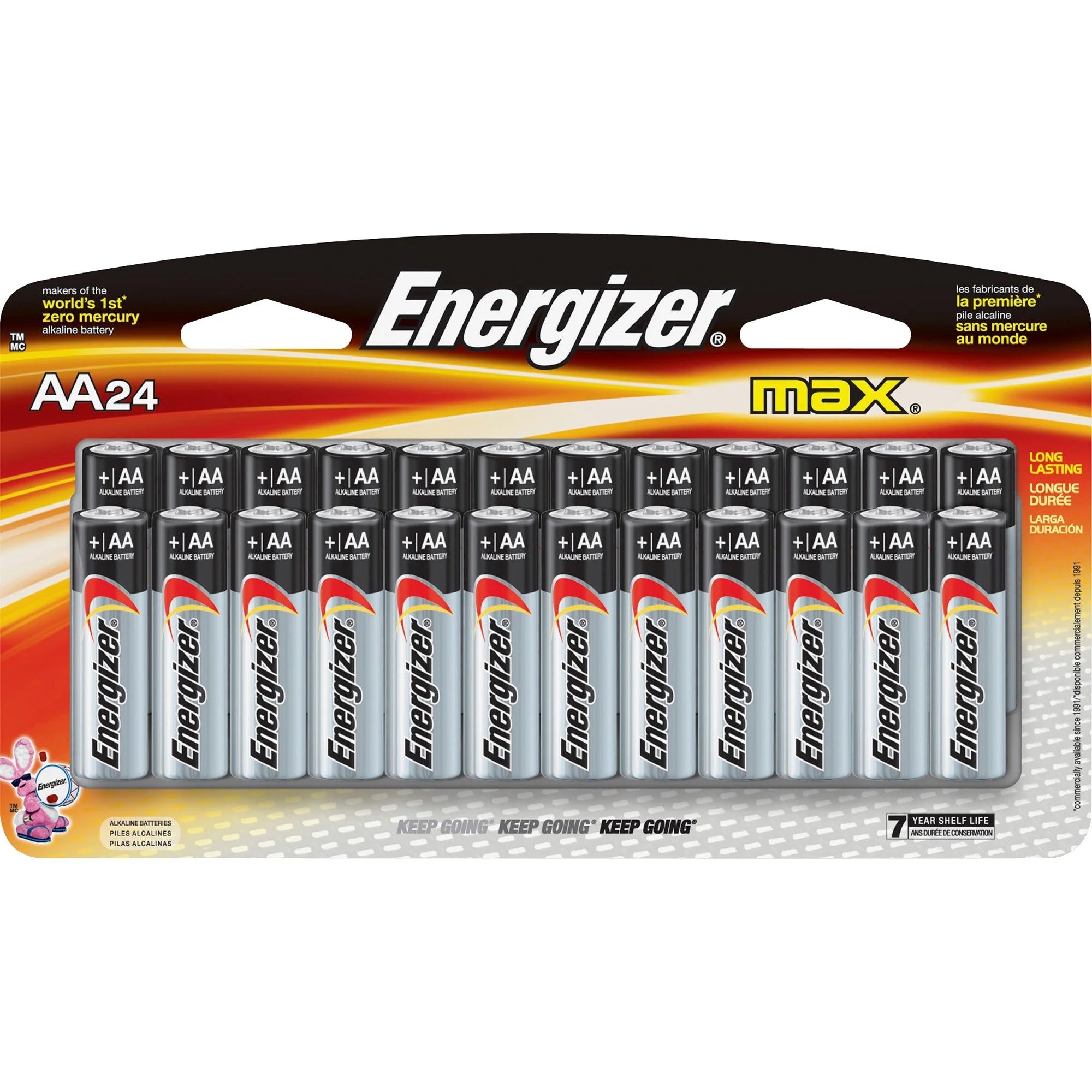 MAX Alkaline Batteries, AA, 24 Batteries/Pack -EVEE91SBP24H