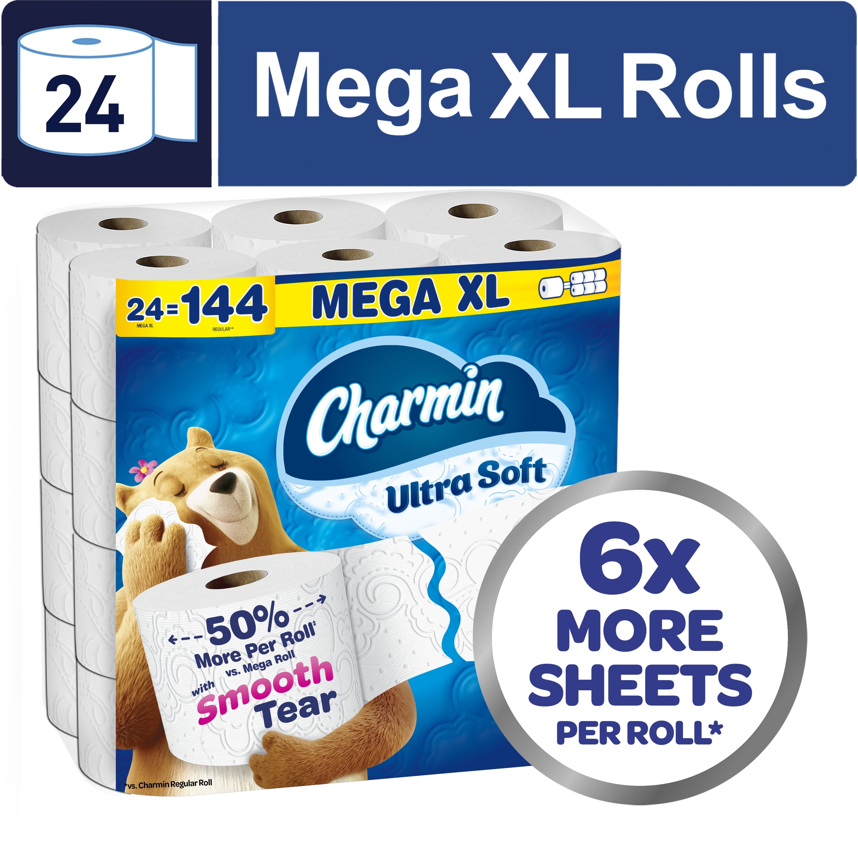 Ultra Soft Toilet Paper 24 Mega XL Rolls, 336 Sheets per Roll