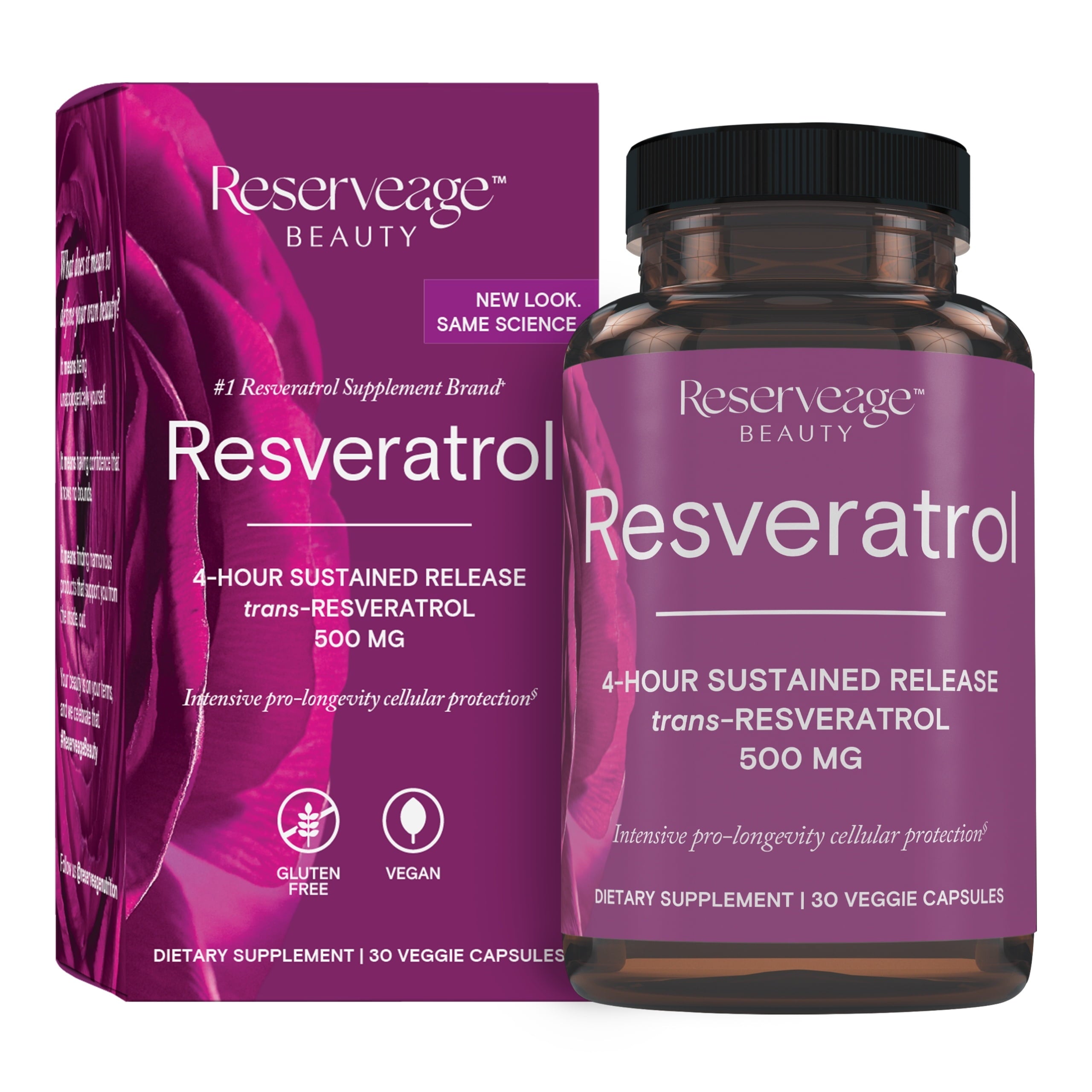 Beauty, Resveratrol 500 Mg, Antioxidant Supplement for Heart and Cellular Health, Supports Healthy Aging and Immune System, Paleo, Keto, 30 Capsules