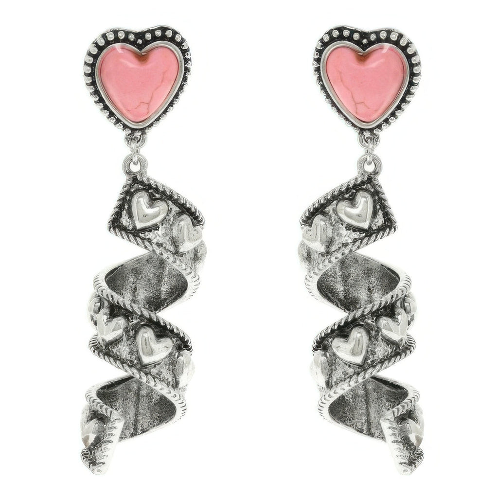 Western Turquoise Heart Spiral Earrings