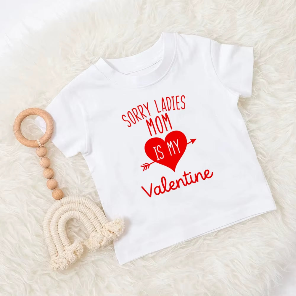 Mommy and Daddy'S Valentine Print Kids T Shirt Child Clothes Tops Boys Girls Shirt Valentine'S Day Party Present Casual Outfit