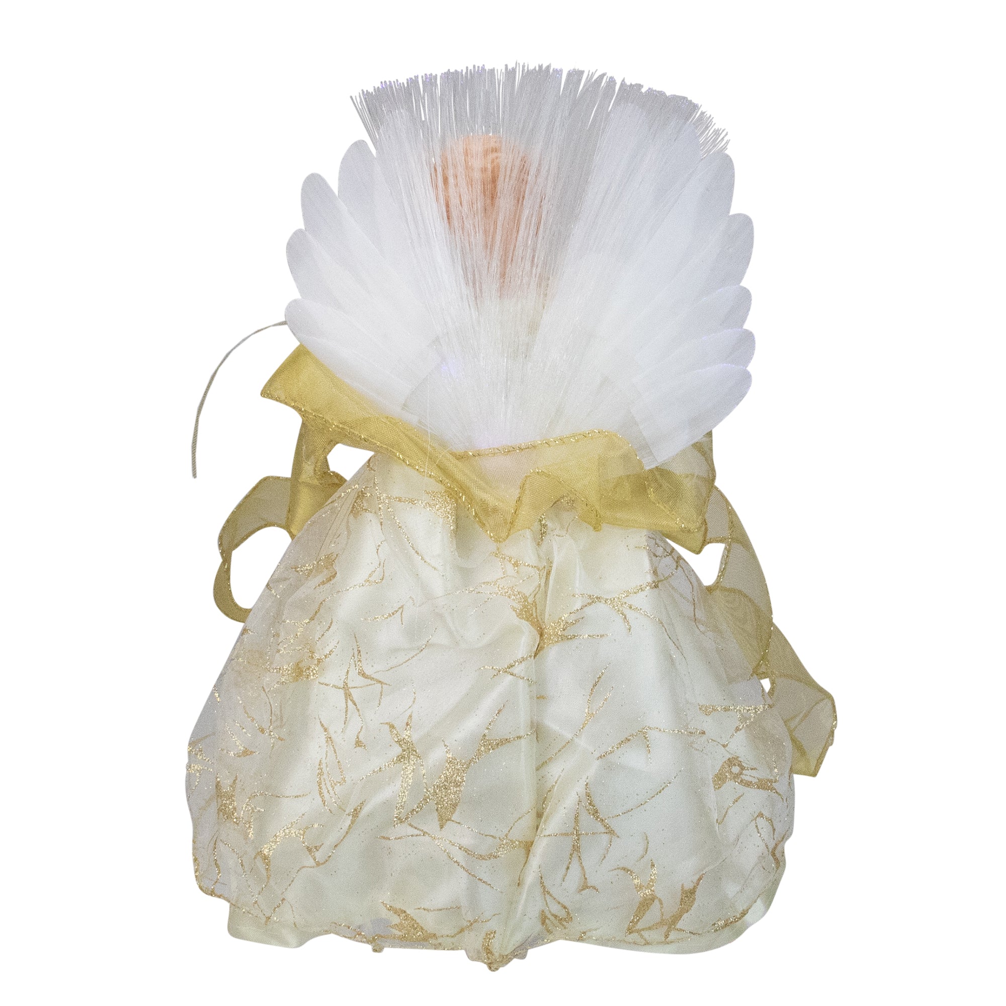 12" Ivory and Gold Lighted Angel Christmas Tree Topper - Clear Lights