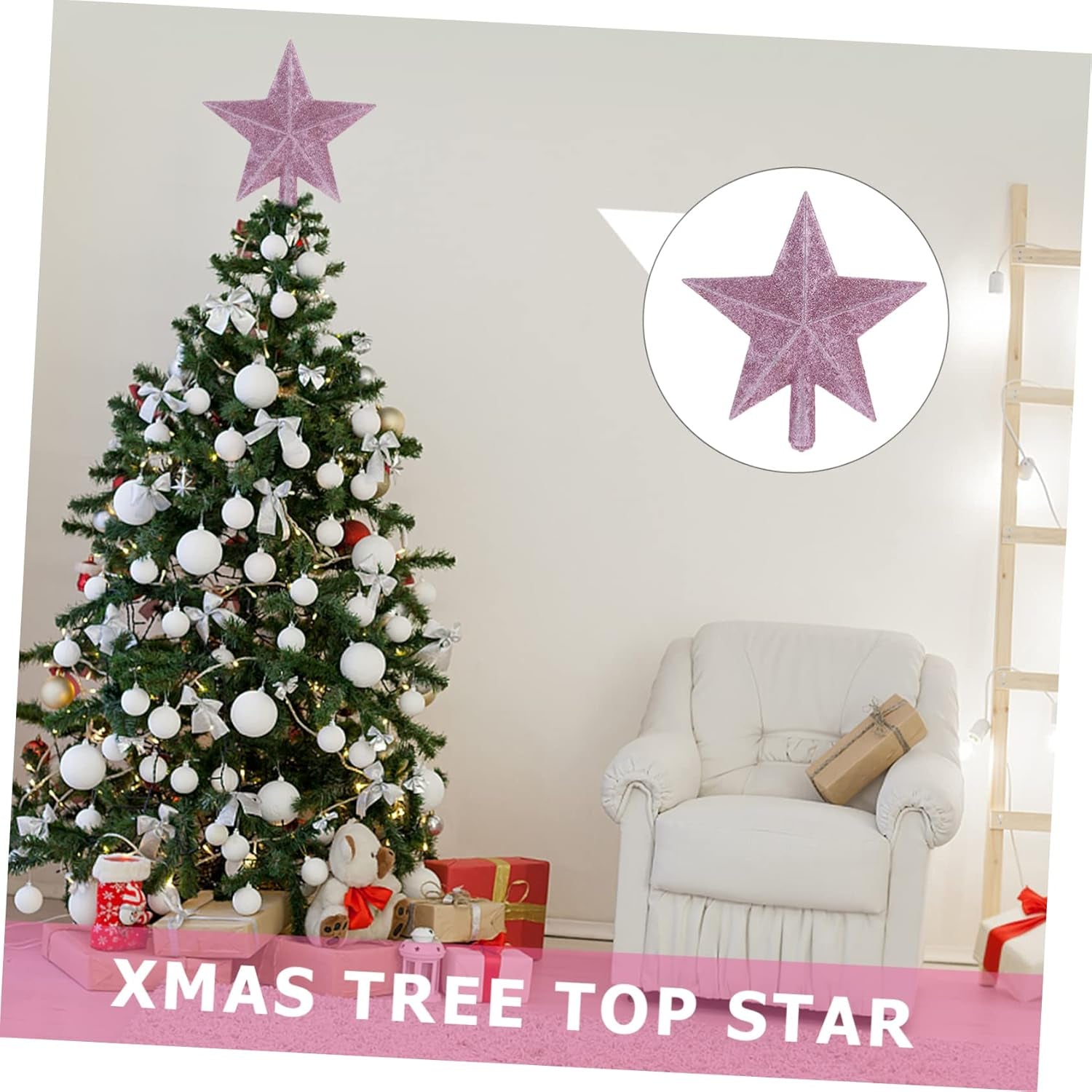 Gold Decor Silver Glitter Top Gold Trim Fairy Top Pink Tops Gnome Tree Topper Tree Topper Star Christmas Hanging Decor Holiday Treetop Ornaments Rose Holly Christmas Hat