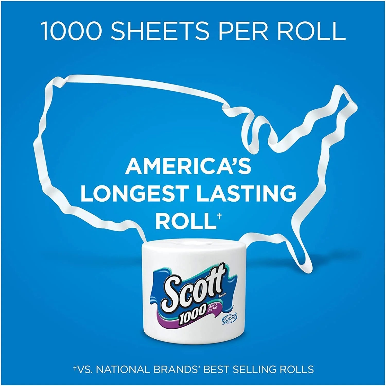 Regular Roll Toilet Tissue, 1-Ply, White, Pack of 8 Rolls