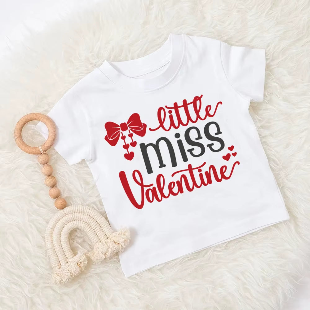 Mommy and Daddy'S Valentine Print Kids T Shirt Child Clothes Tops Boys Girls Shirt Valentine'S Day Party Present Casual Outfit