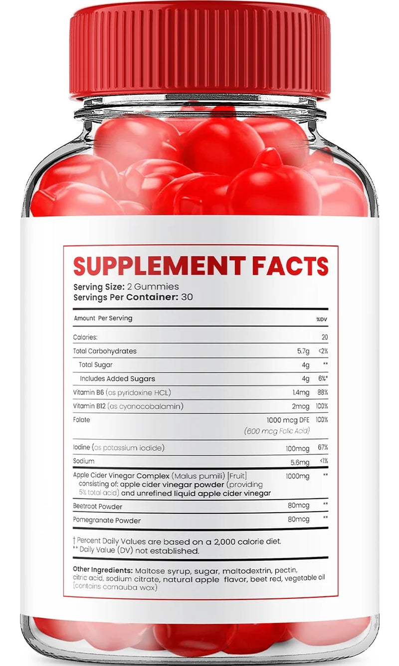 Gummies -  Apple Cider Vinegar Gummy Supplement for Energy -  Keto Gummies Dietary Supplement (60 Gummies)