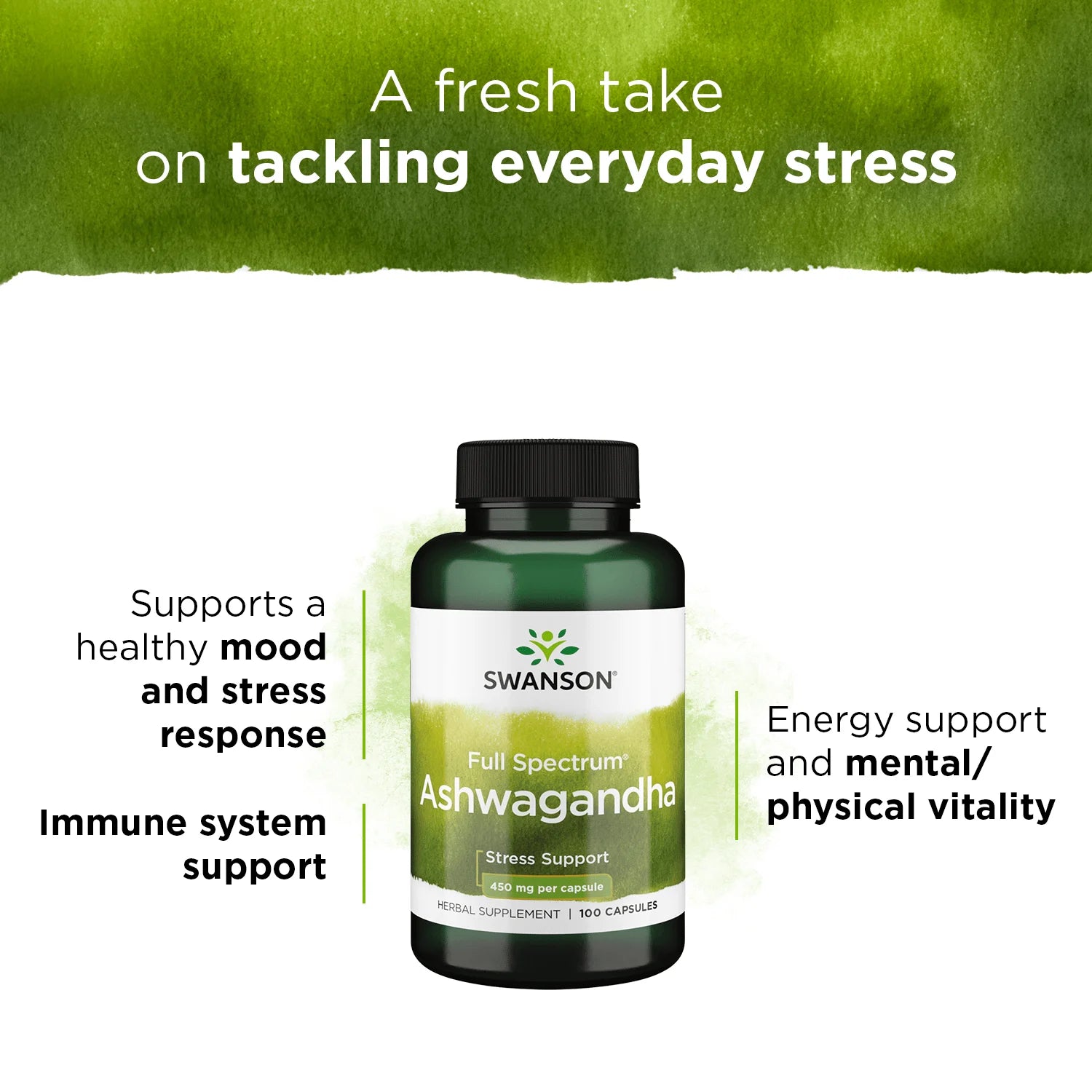 Ashwagandha Powder Supplement-Ashwagandha Root Supplement Promoting Stress Relief & Energy Support-Ayurvedic Supplement for Natural Wellness (100 Capsules, 450Mg Each)