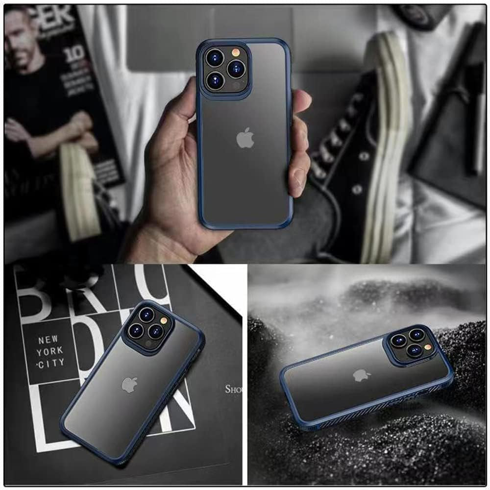 Compatible with Iphone 13 Pro Case - Shockproof Drop Protection Transparent Case Slim Fit Designed for Iphone 13 Pro Phone Case Anti-Fingerprint Anti-Scratch 6.1 Inch(Blue)