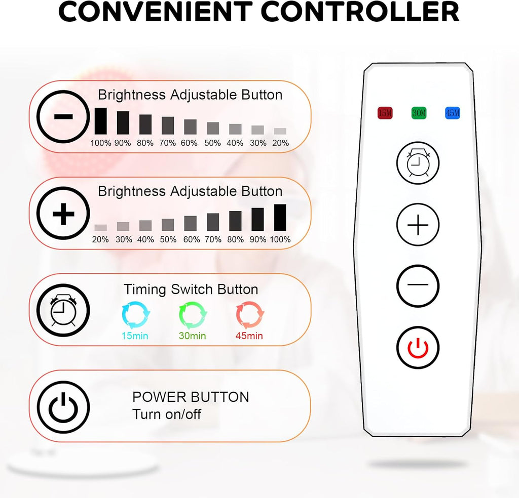 Red Light Therapy with Base for Face and Neck, 140Leds Therapy Red Light for Body, 660Nm Red Light Therapy Lamp with Adjustable Height