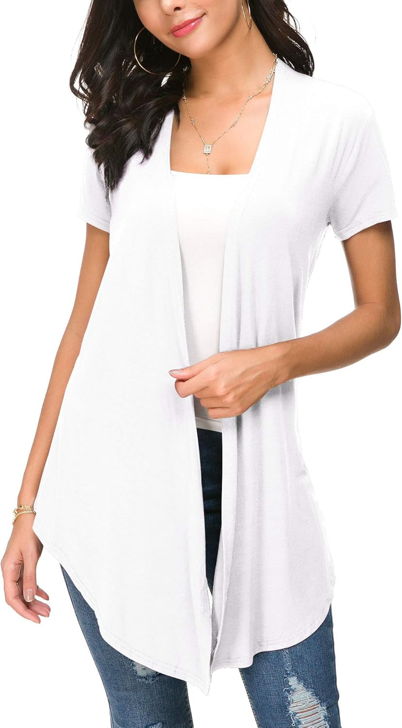 Womens Open Front Short Sleeve Cardigans for Women Lightweight Summer Drape Cardigan Vest
