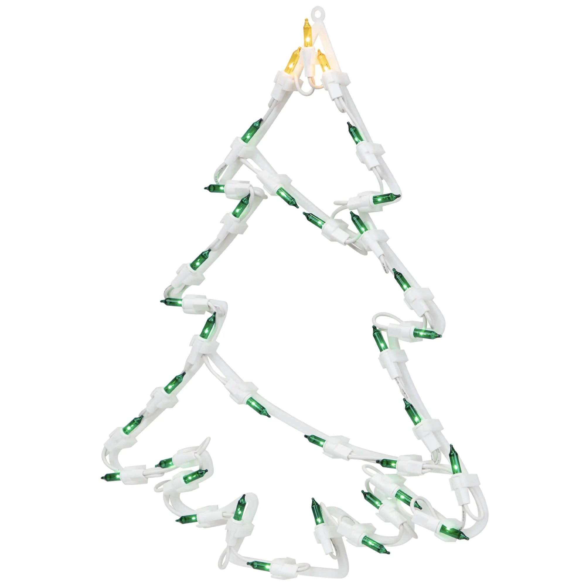 Lighted Christmas Tree Window Silhouette Decoration - 15" - Green and Yellow Lights