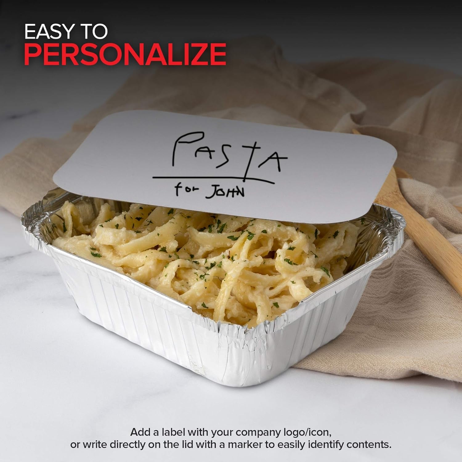 1 Lb Aluminum Disposable Cookware with Lids (25 Pack) - Foil Pans Cardboard Lids - Disposable & Recyclable Takeout Trays with Lids - Food Containers for Restaurants, Catering, Delis