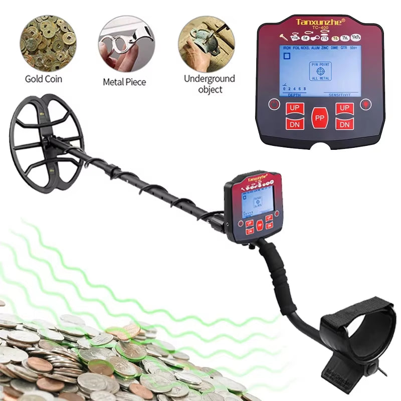 TC-400 High Sensitivity Metal Detector Waterproof Detector Metales Pinpointing Search Underground Gold for Treasure Adjustable