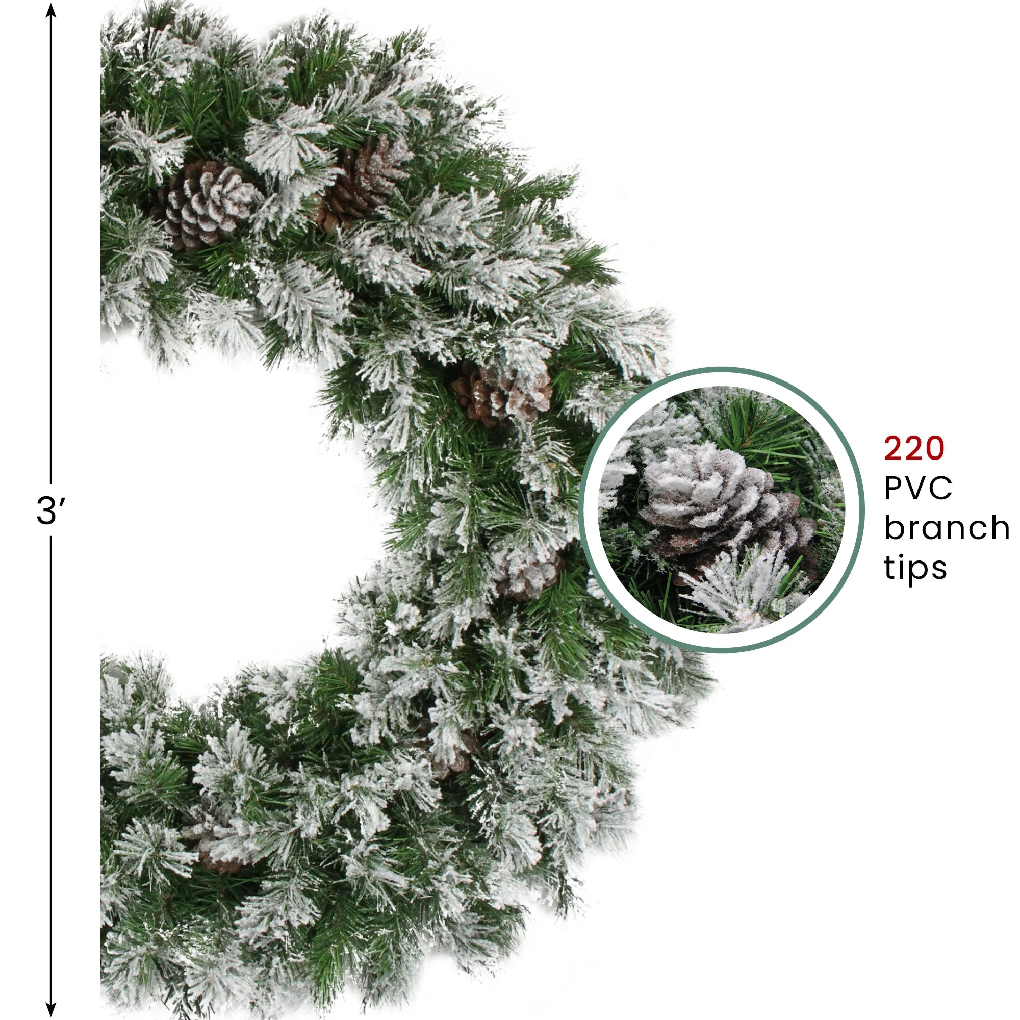 36" Unlit Flocked Angel Pine with Pine Cones Artificial Christmas Wreath