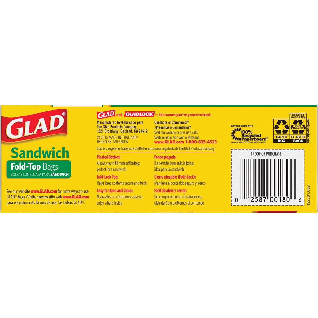 Fold Top Sandwich Bags, Plastic Bags 180-Count
