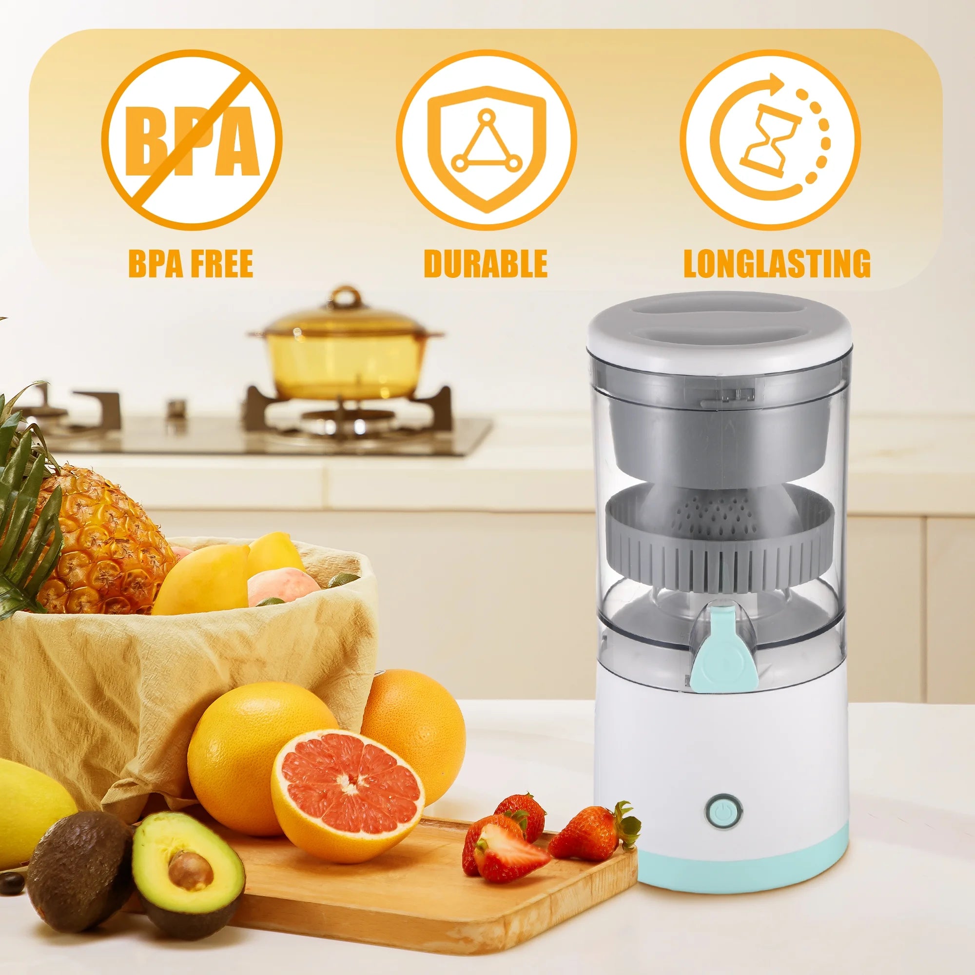 Portable Electric Juicer, 45 Watts USB Rechargeable Electric Citrus Juicer Machines for Orange, Lemon, Grapefruit