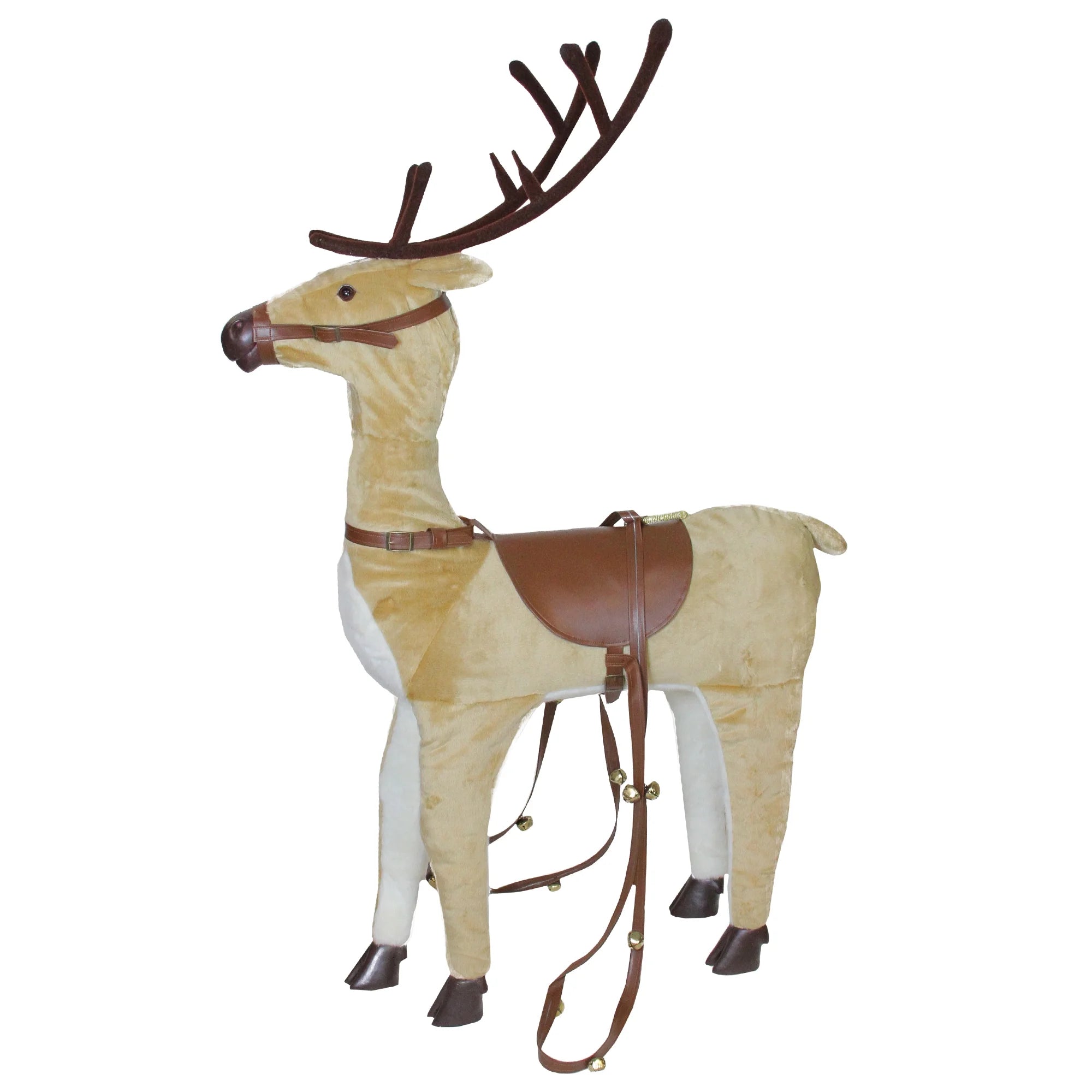 40 Plush Standing Reindeer Christmas Decoration with Saddle and Jingle Bells