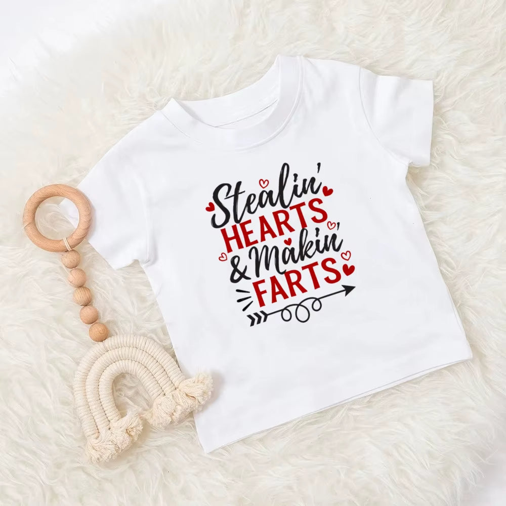 Mommy and Daddy'S Valentine Print Kids T Shirt Child Clothes Tops Boys Girls Shirt Valentine'S Day Party Present Casual Outfit