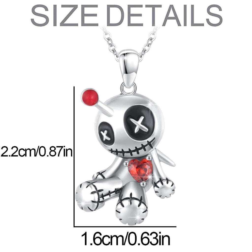 Cartoon Red Heart Voodoo Doll Necklace Halloween Personality Clavicle