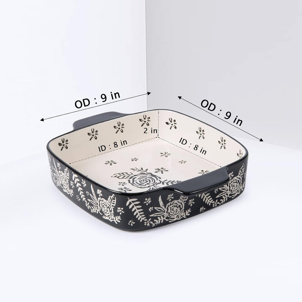 Baking Dish Ceramic Brownie Pan 9X9 Baking Pan Casserole Dish Lasagna Pan Square Rose Dish Pan Bakeware Sets