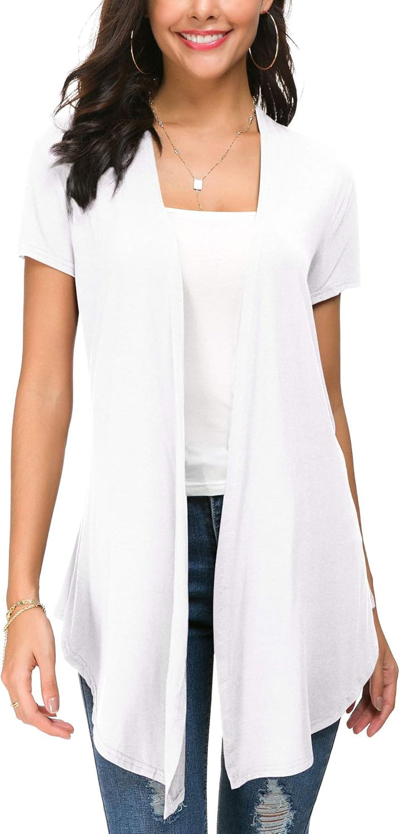 Womens Open Front Short Sleeve Cardigans for Women Lightweight Summer Drape Cardigan Vest