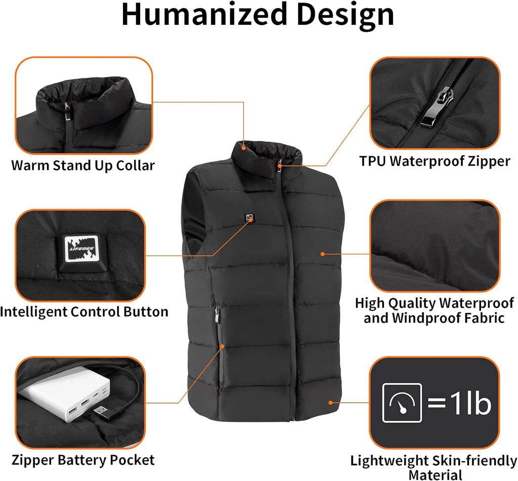 Heated Jacket for Men Women Electric Warm Heating Vest for Hunting Skiing (No Power Bank)