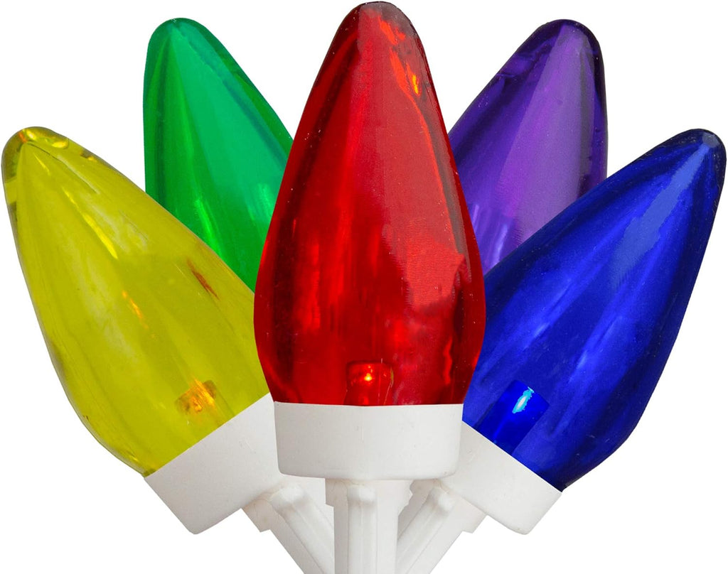 LED C7 Christmas Lights - Multicolor - 16' White Wire - 25Ct