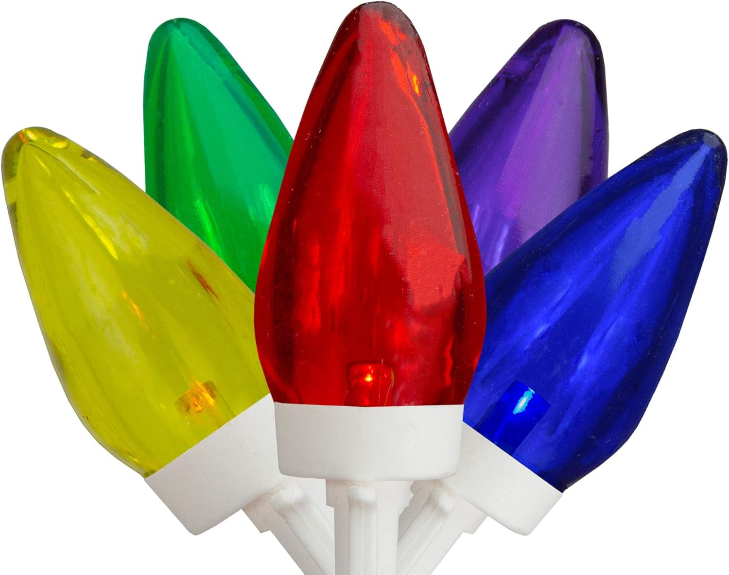 LED C7 Christmas Lights - Multicolor - 16' White Wire - 25Ct