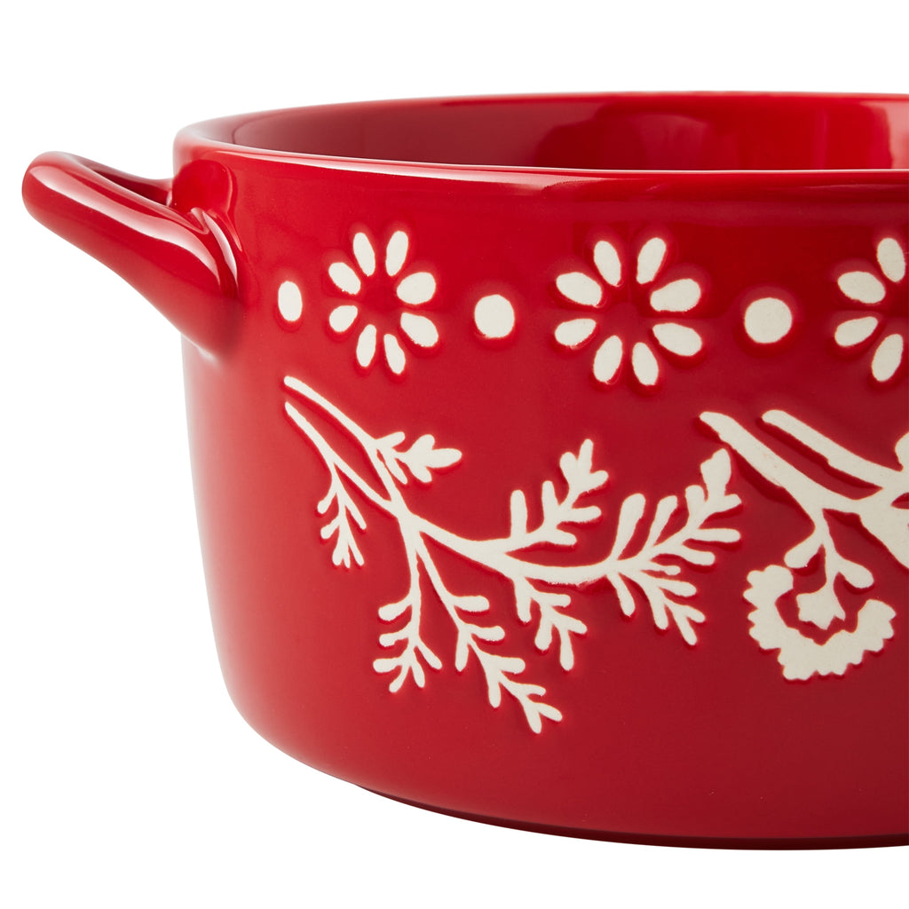 Fancy Flourish round Ceramic Casserole Dish with Lid