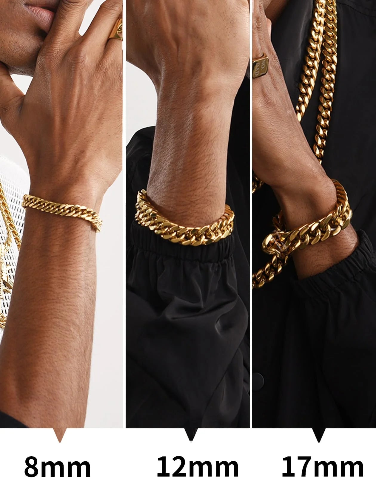 Men Stainless Steel 17Mm Cuban Chain Bracelets Hip Pop Chunky Franco Gold Plated Chain Bracelet 7.5 Inch Chains Jewelry Birthday Teen Graduation Father'S Day Gifts