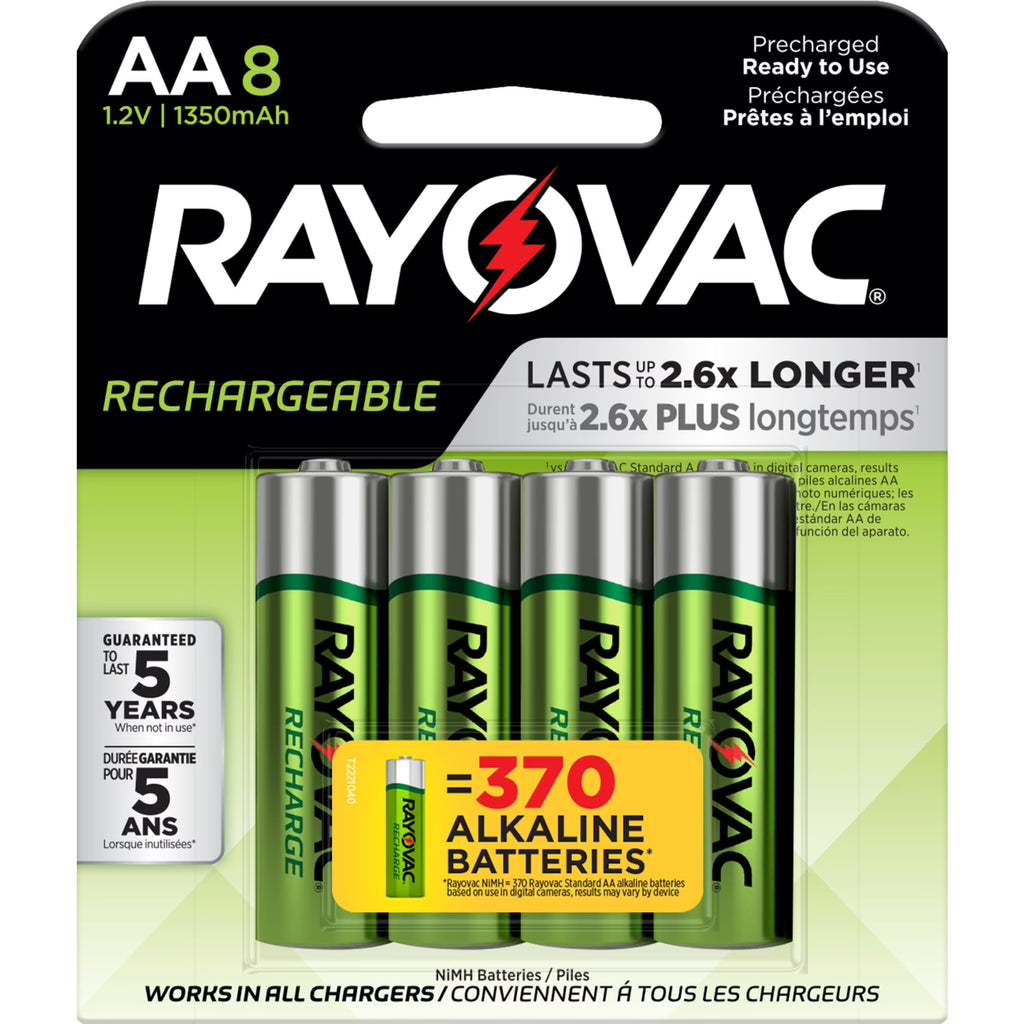 Rechargeable AA Batteries (8 Pack), Nimh Double a Batteries