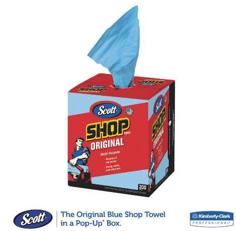 Blue Shop Towels in a Box - 200 Sheets