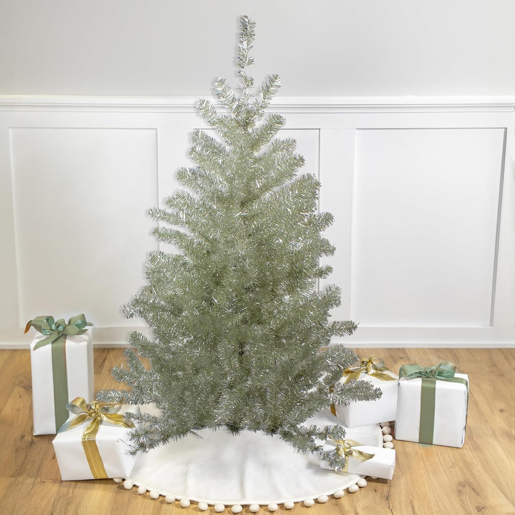 4.5' Metallic Sheer Champagne Artificial Tinsel Christmas Tree - Unlit