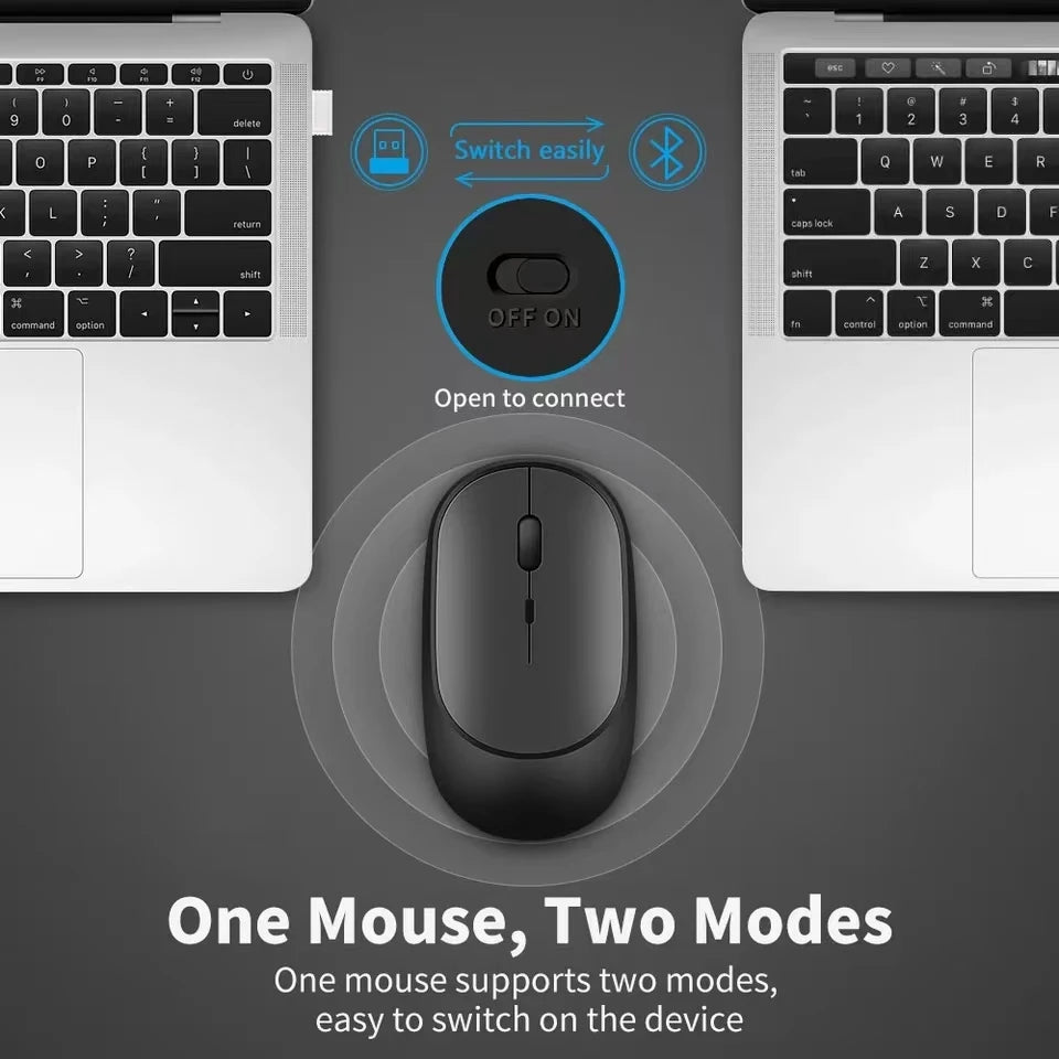 Wireless Mouse Rechargeable Mouse Gamer Dual Modes Bluetooth-Compatible 2.4G USB Mice for Laptop Pad Tablet PC Macbook Mause