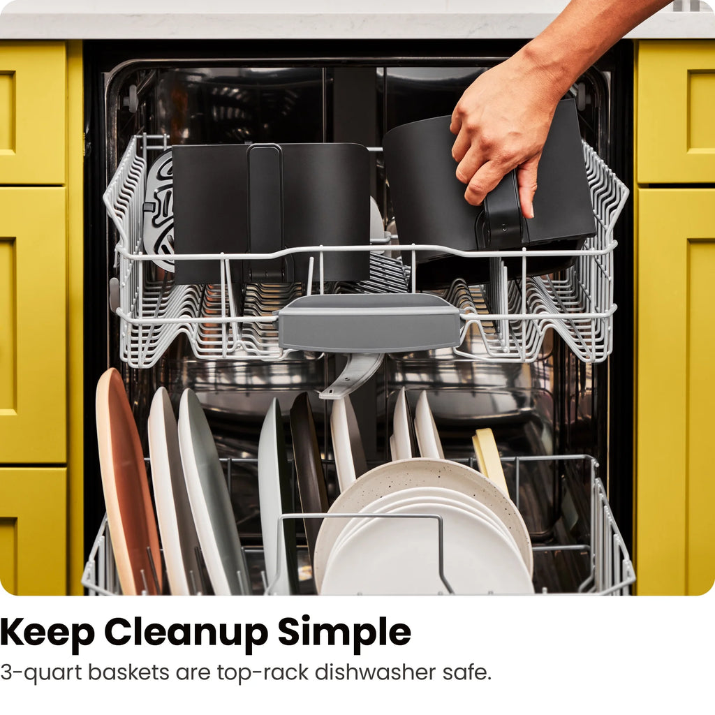 Dual Basket Air Fryer W/ Digital Touchscreen, 2 Independent 3 Qt Baskets, Sync Finish - Black