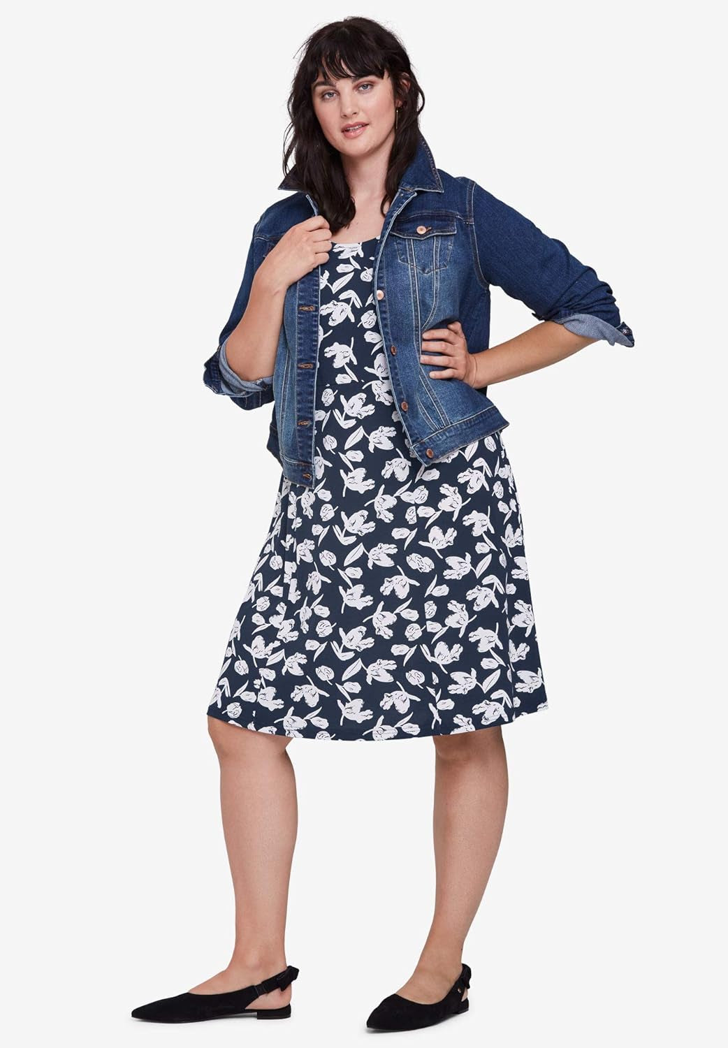 plus Size Sleeveless Knit Fit and Flare Knit Dress