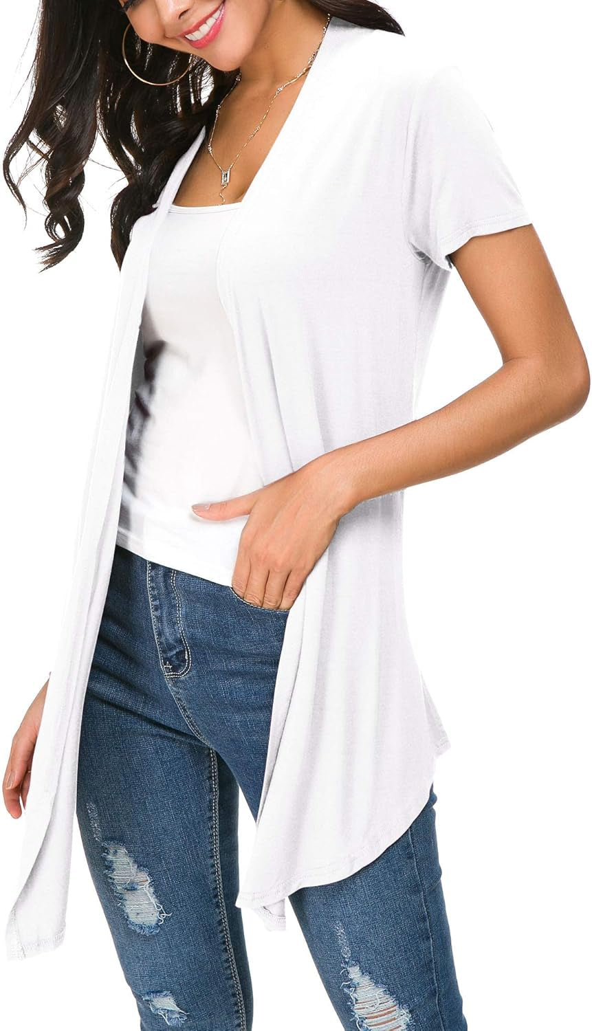 Womens Open Front Short Sleeve Cardigans for Women Lightweight Summer Drape Cardigan Vest