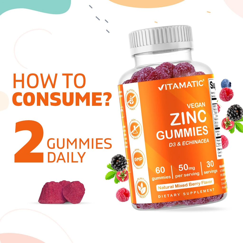 Zinc 50mg Vegan Gummies - 60 Count