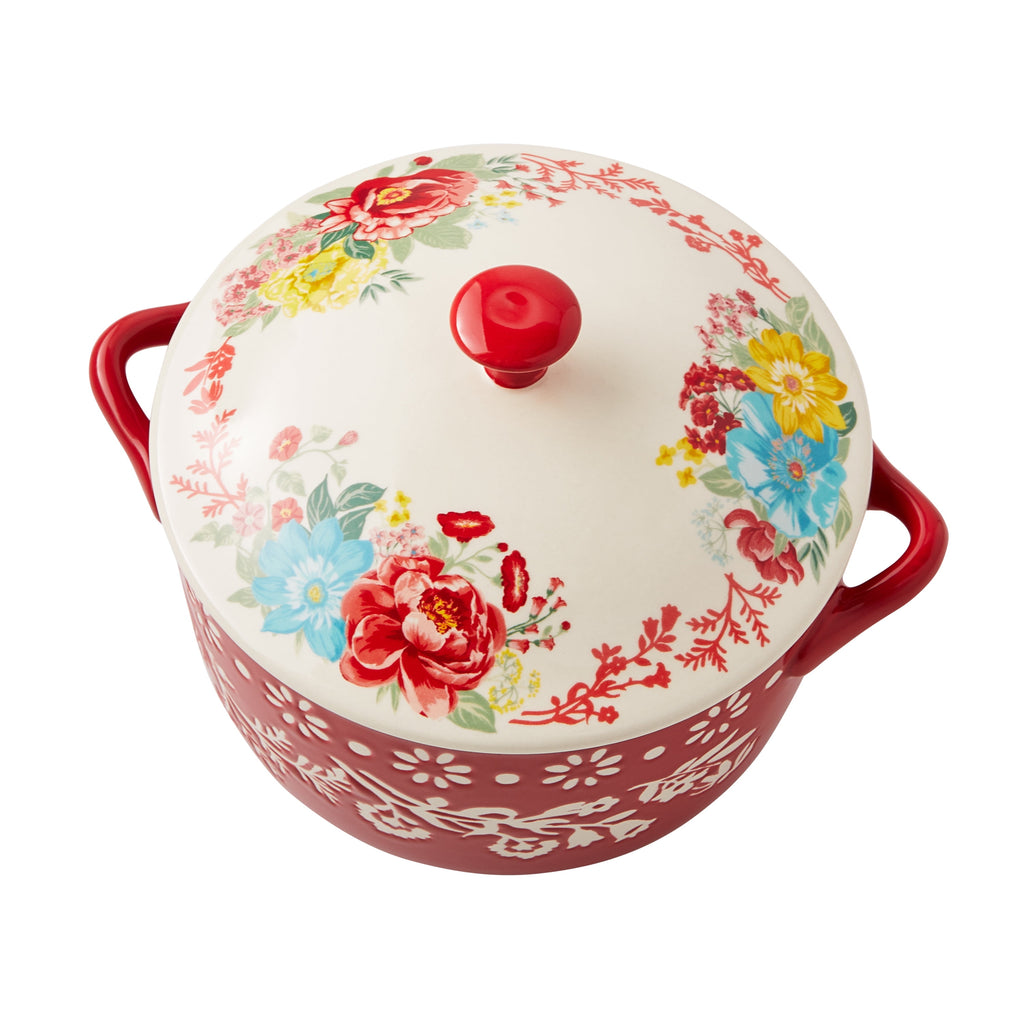 Fancy Flourish round Ceramic Casserole Dish with Lid