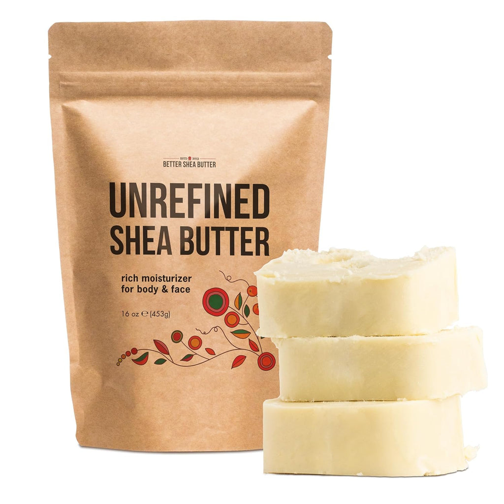 100% Pure Unrefined African Shea Butter - Premium Moisturizer for Hair and Body | Ideal for Extremely Dry Skin, DIY Lip Balm, Body Butter, Lotion, and Soap - 1Lb Bar